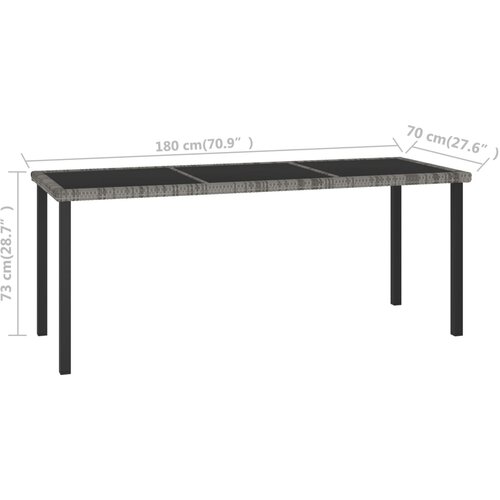  Vrtni blagovaonski stol sivi 180 x 70 x 73 cm od poliratana Slike