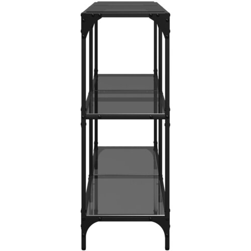  Konzolni stol s crnom staklenom povr&amp;scaron;inom 118,5x30x81cm čelični Slike