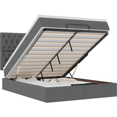 Maison Chic Otomanska Posteljni okvir - Dvoposteljna postelja - Zakonska postelja z vzmetnico & LEDs temno siva 140x190 cm-J267, (21775306) Cene