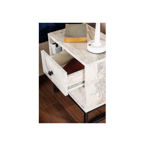 Hanah home noćni ormarić Glimmer, 45,2 x 50 x 29,5 cm, bež-crna Slike