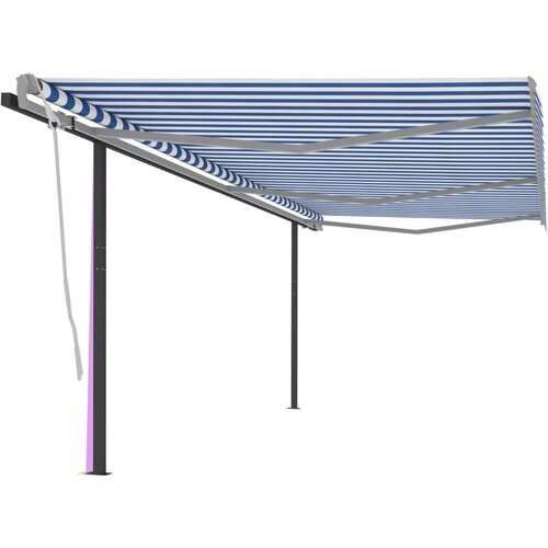 vidaXL Avtomatsko zložljiva tenda s stebrički 6x3 m modra in bela Cene