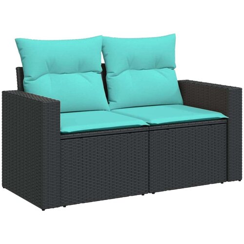  Vrtna garnitura - 9-dijelni set vrtnih sofa od poliratana s jastucima crni - Crna 1 Slike
