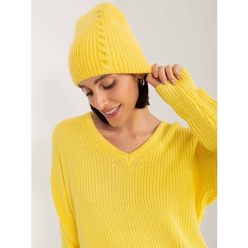 Fashion Hunters Yellow women's knitted beanie Slike