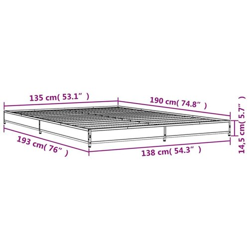VidaXL Okvir za krevet crni 135x190 cm konstruirano drvo i metal Slike