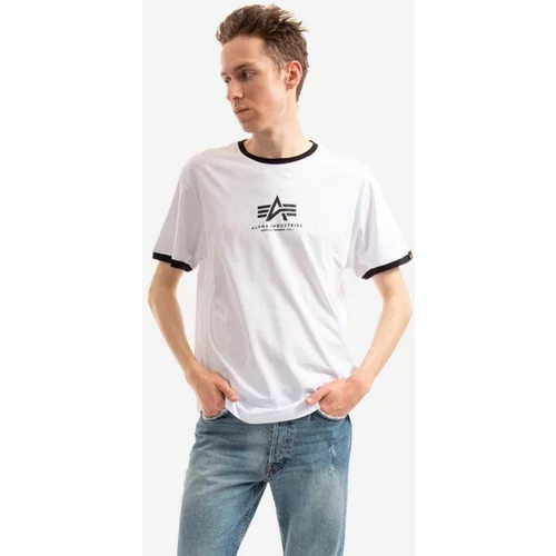 Alpha Industries Bombažna kratka majica Tee Contrast bela barva