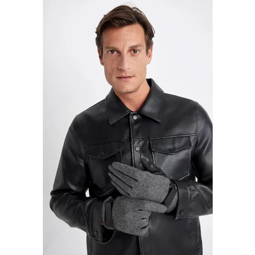 Defacto Men's Faux Leather Gloves