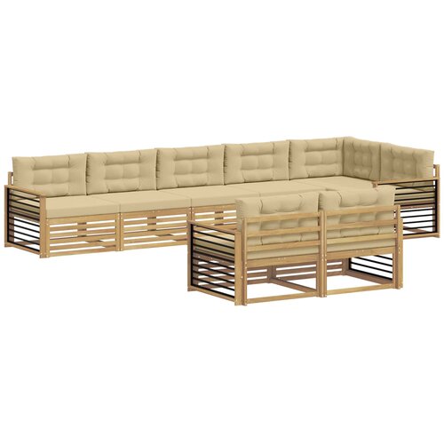 vidaXL Zunanja garnitura za sedenje 8 pcs Bela in bež Poliester, (5000281349) Cene