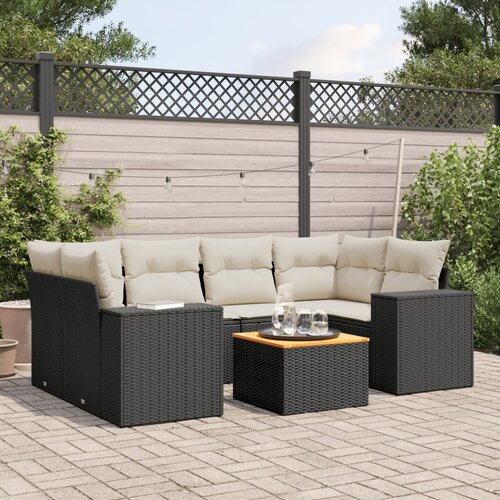 vidaXL 7-dijelni set vrtnih sofa od poliratana s jastucima crni Cijene