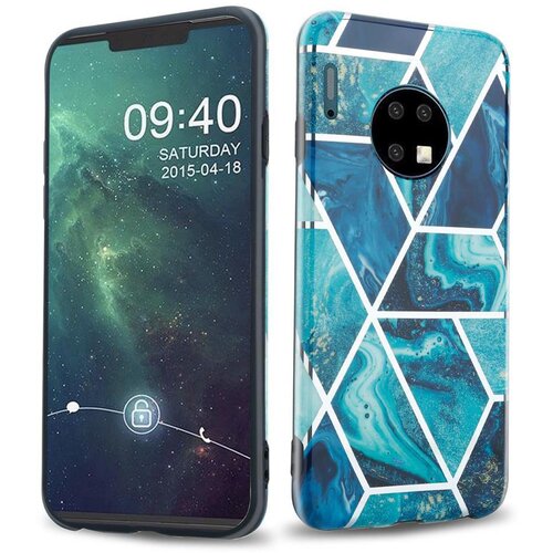 Cadorabo primera, združljiv s Huawei v marmorju Blue Wave &scaron;t. 13 - Za&scaron;čitni pokrov iz silikona TPU z vzorcem mozaika, (20567696) Cene