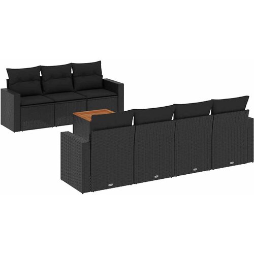  8-dijelni set vrtnih sofa od poliratana s jastucima crni Crna 66 x 62 x 69 cm Slike