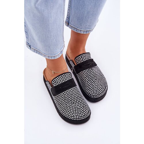PS1 Women's sandals decorated with rhinestones on platform black Deorani Cene