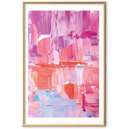  Plakat Colorful Strokes - intense shades of pink and purple on canvas 30x21 Zlatni okvir s margom Cene