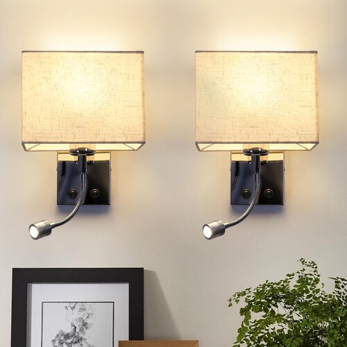 Nettlife komplet 2 LED stenskih svetilk za notranjo uporabo, spalnica, dnevna soba, posteljna svetilka s fleksibilno bralno roko E27, (22136455) Slike