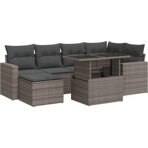 VidaXL 7-dijelni set vrtnih sofa sivi od poliratana Slike