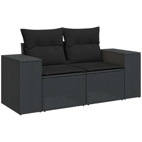 VidaXL 8-dijelni set vrtnih sofa od poliratana s jastucima crni Slike