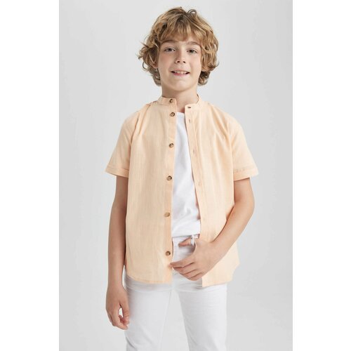 Defacto Boy Straight Collar Linen Look Short Sleeve Shirt Slike