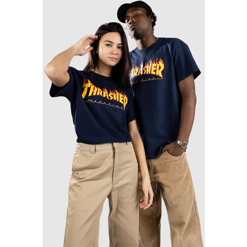 Thrasher Majica Flame Logo T-Shirt Navy Blue L Cene