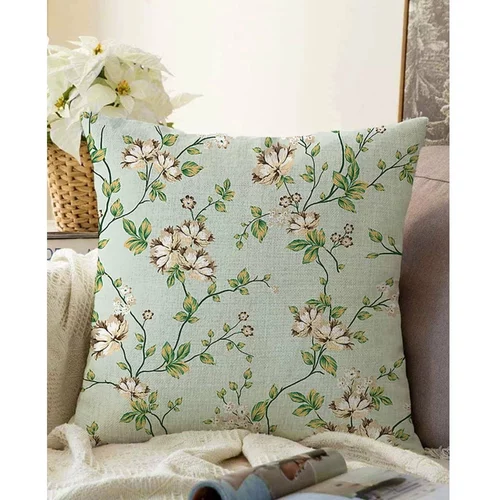 Minimalist Cushion Covers Zelena prevleka za vzglavnik iz mešanice bombaža Blooming, 55 x 55 cm