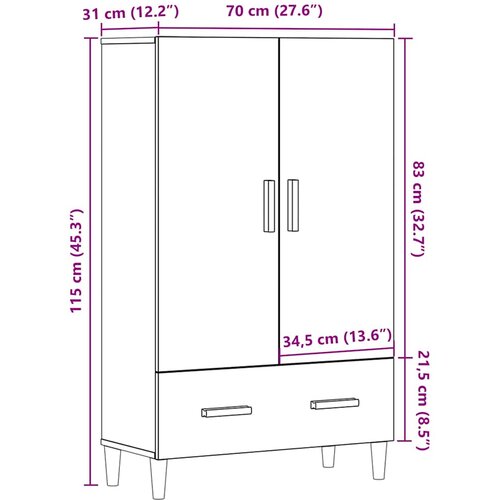  Visoka ploča Artisan hrast 70x31x115 cm izrađeno drvo Smeđa Slike