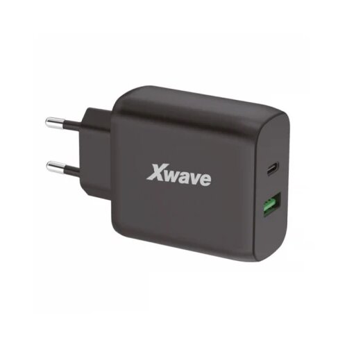 X Wave GaN65w-AC GaN ultra-brzi punjac 65W USB-A + USB-C , za mobilne,tablete, Crni Cene