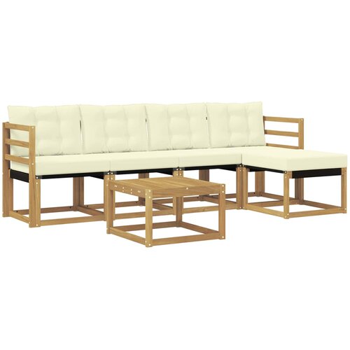 vidaXL Zunanja garnitura za sedenje z blazino 6 pcs Bela in krem, (5000281079) Cene