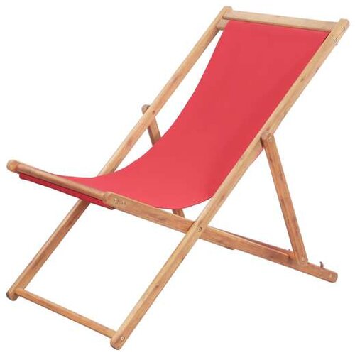  Zložljiv stol za na plažo blago in lesen okvir rdeče barve Cene