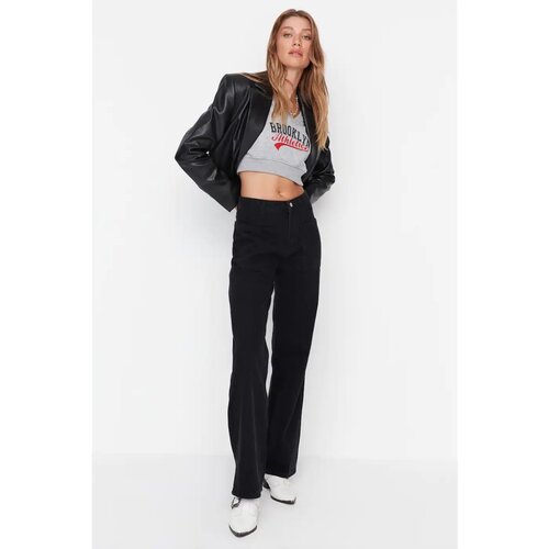 Trendyol Black Pocket Detailed High Waist 90&amp;#039;s Wide Leg Jeans Slike