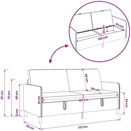 SOFA s pohranom Tamnosiva 172 x 78 x 87 cm Poliester Slike