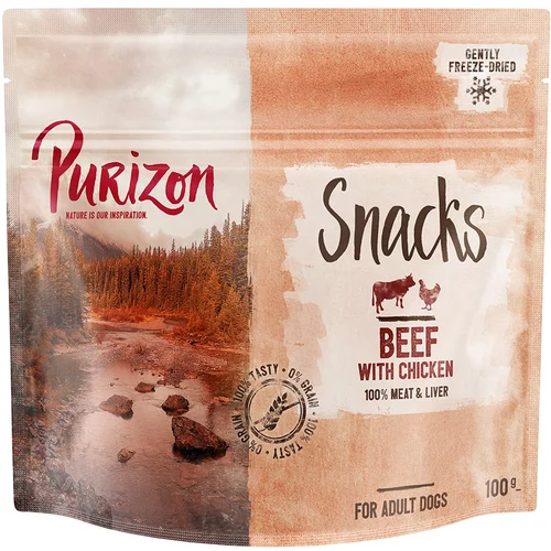 Purizon Snack govedina s piščancem - brez žit - Varčno pakiranje: 3 x 100 g