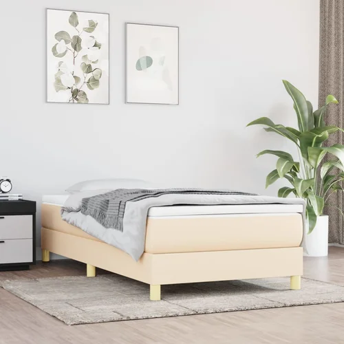 Okvir za krevet s oprugama krem 90 x 200 cm od tkanine Okvir za krevet s oprugama krem 90 x 200 cm od tkanine
