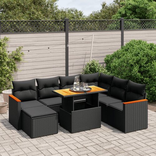 vidaXL 8-dijelni set vrtnih sofa od poliratana s jastucima crni Cijene
