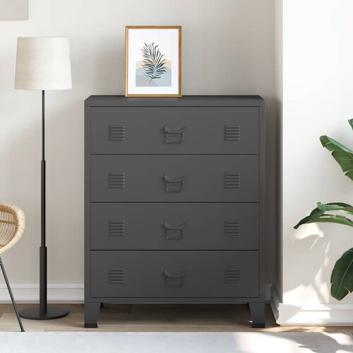  Ladičar od metala u industrijskom stilu 78 x 40 x 93 cm crni Slike