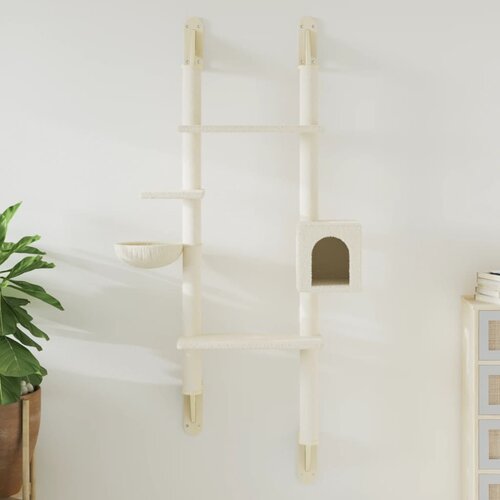 vidaXL Zidna penjalica za mačke sa stupom za grebanje krem 180 cm Cijene
