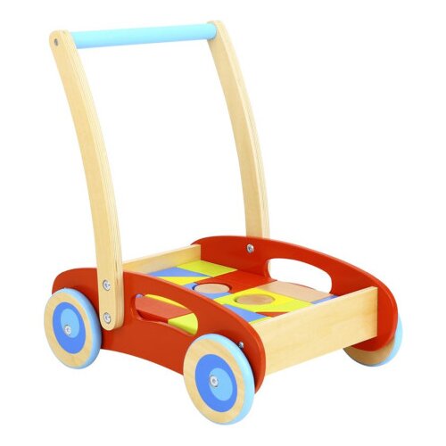 Tooky Toy Igračka drvena prohodalica kolica sa oblicima TKC281A Slike