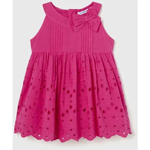 Mayoral Dječja pamučna haljina boja: ružičasta, mini, širi se prema dolje