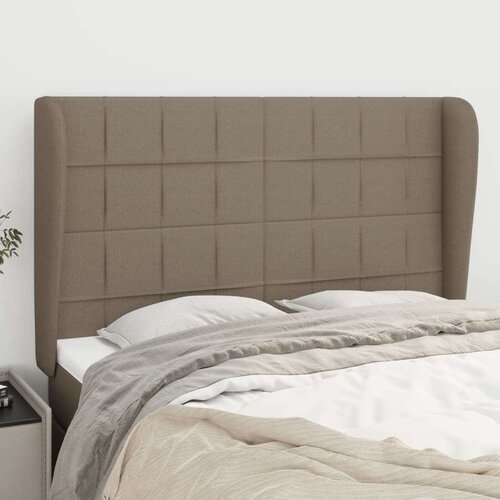  Vzglavje z u&amp;scaron;esi taupe 147x23x118/128 cm blago, (20954216) Slike