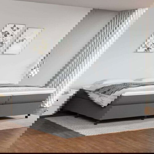  Box spring postelja z vzmetnico siva 200x200 cm umetno usnje, (20723937) Cene