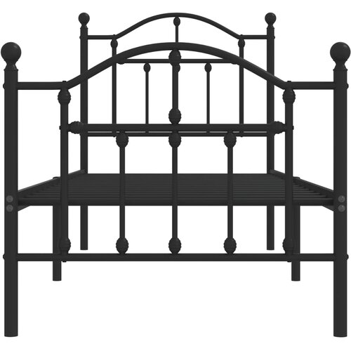  Metalni okvir kreveta uzglavlje i podnožje crni 75x190 cm Slike