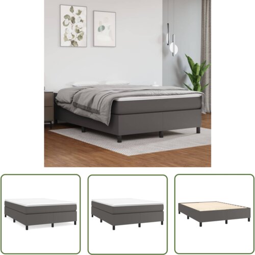 The Living Store Box spring postelja z vzmetnico siva 140x190 cm umetno usnje - Box Spring Postelja, (21737572) Cene