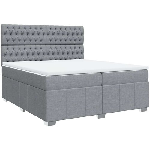 VidaXL Krevet s oprugama i madracem svjetlosivi 200 x 200cm od tkanine Slike