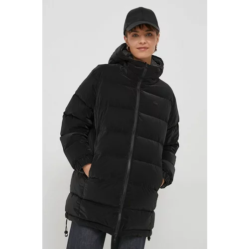 Lacoste Dvostrana pernata jakna za žene, boja: crna, za zimu, oversize