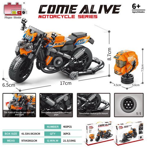  Set blokova za sastavljanje motocikla 403 kom - Narančasti Cene