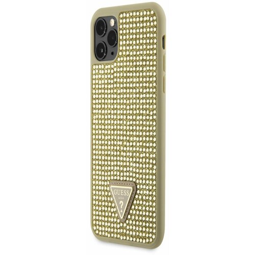 Guess Rhinestones Triangle Metal Logo Kryt pro iPhone 11 Pro Max Gold Ovitek za telefon Vijolična Cene