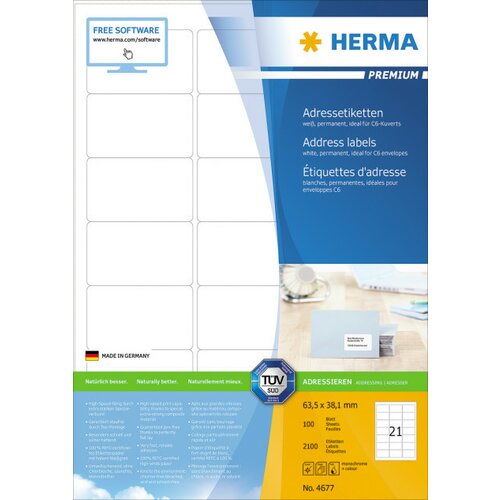 Herma etikete 63,5X38,1 A4/21 1/100 bela ( 02H4677 ) Slike
