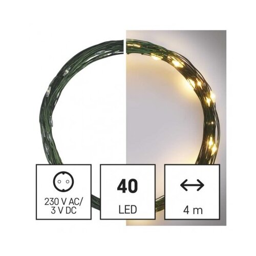 Emos LED božična nano veriga zelena, 4 m, zunanja in notranja, topla bela, časovnik D3AW03 Slike