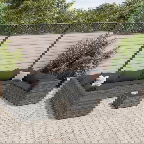 vidaXL Vrtna sedežna garnitura 10-delna z blazinami siva poli ratan Cene