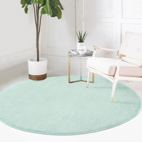 Mila Home Mentolno zelena pralna/primerna za robotski sesalnik okrogla preproga &amp;oslash; 120 cm Comfort &amp;ndash; Slike