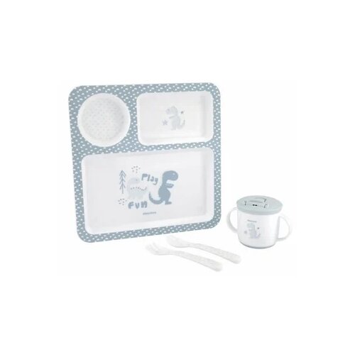 Kikka Boo set posuđa 4 dela Dinosaur blue Slike