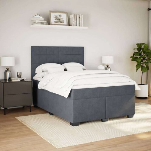 VidaXL Krevet s oprugama i madracem tamnosivi 140x190 cm bar&amp;scaron;unasti Slike