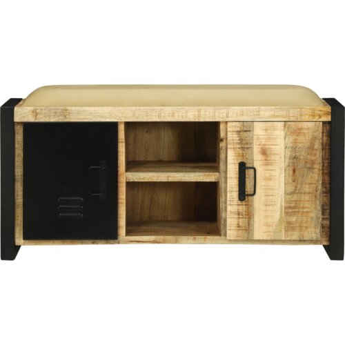 VidaXL klupa ormar 100x35x50 cm čvrsto drvo hrapavo mango Slike